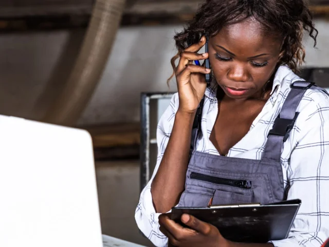 A small business owner uses Accounting Software