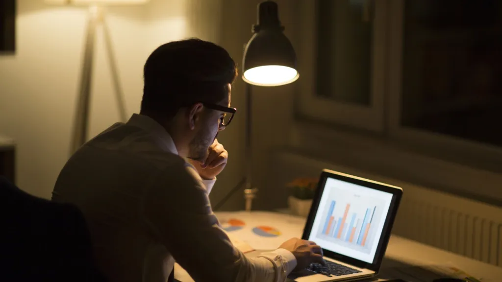 Man working at the business credit bureaus
