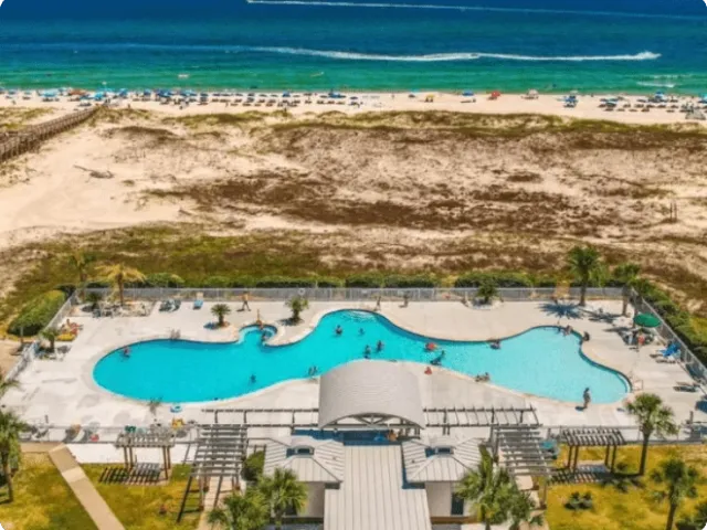 luxury beachside resort, viewed from above