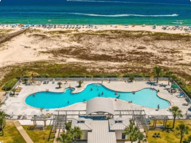 luxury beachside resort, viewed from above