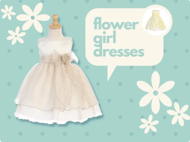 graphic of a flower girl white dress