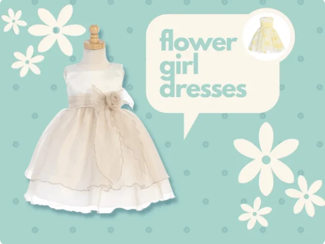 graphic of a flower girl white dress