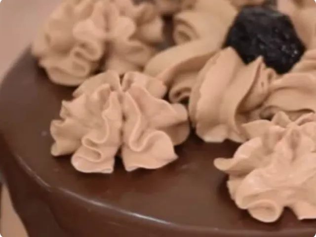 close-up of a chocolate cake