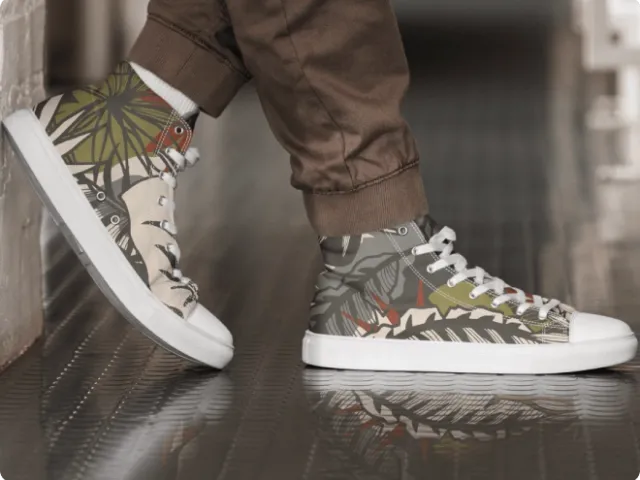 close-up of decorative lace-up sneakers