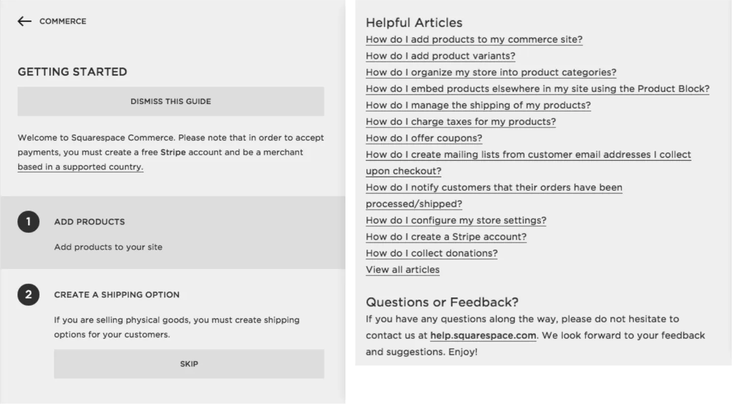 Screenshot of the squarespace.com get started page