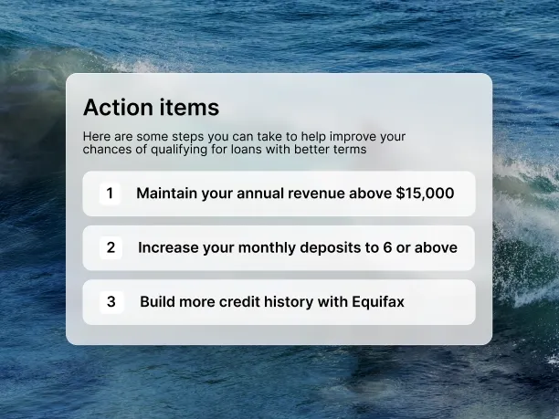 action items to help you qualify for loans UI