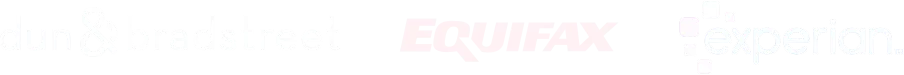 logos of Dun & Bradstreet, Equifax, and Experian for business credit