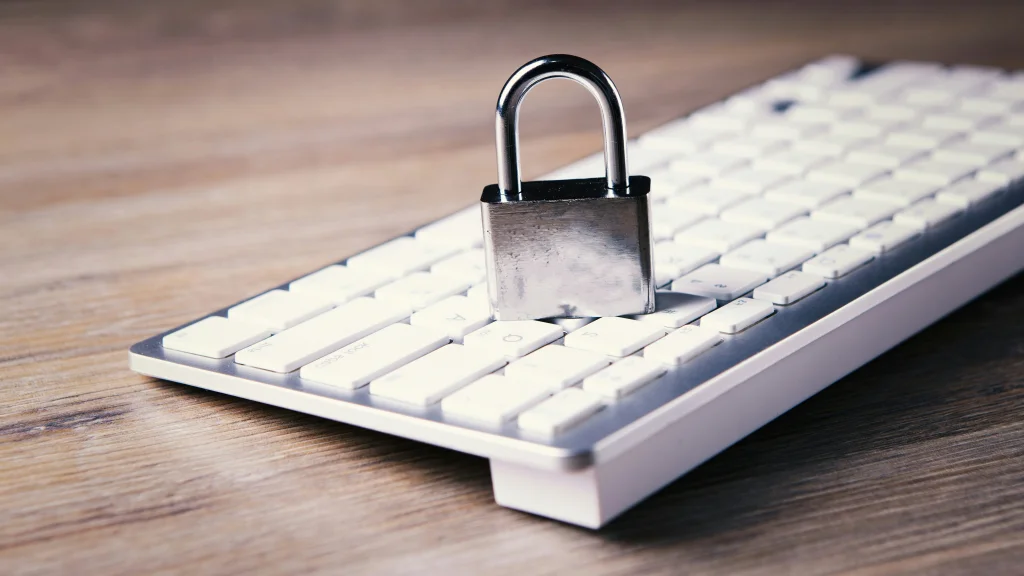A lock on a keyboard representing keeping your business safe