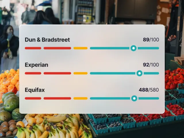 credit scores over farmers market photograph