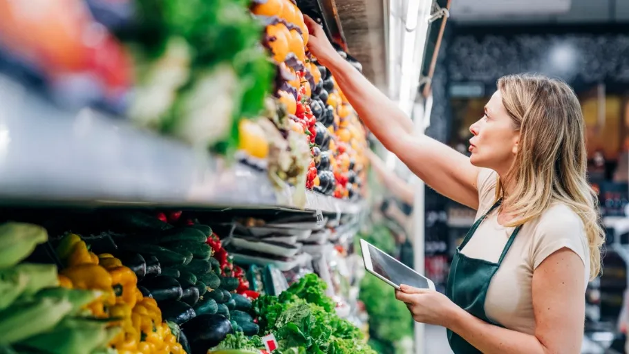 small business owner uses inventory management software
