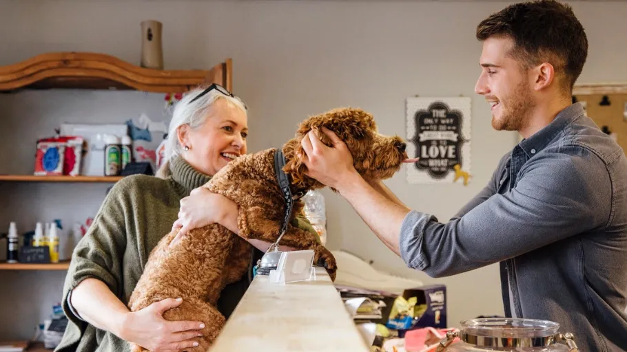 Small business owner uses credit cards to run grooming business.