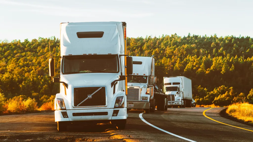 White semi truck on road to illustrate article about collateral business loans
