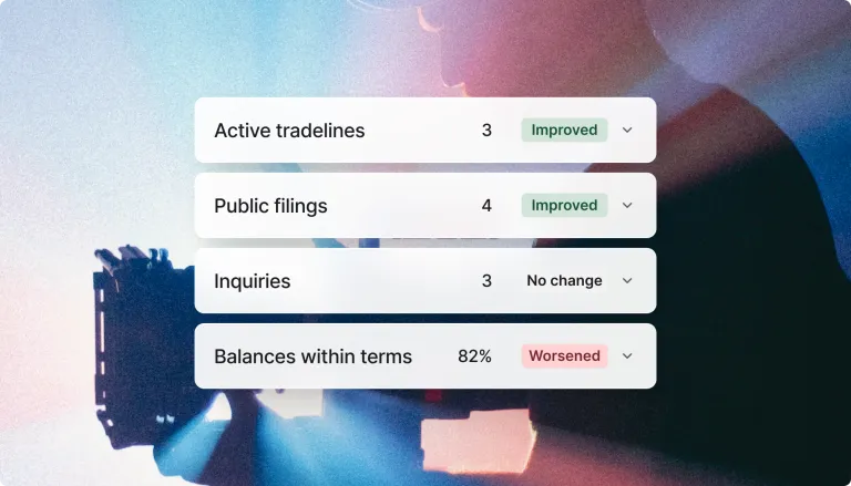 Business credit monitoring dashboard