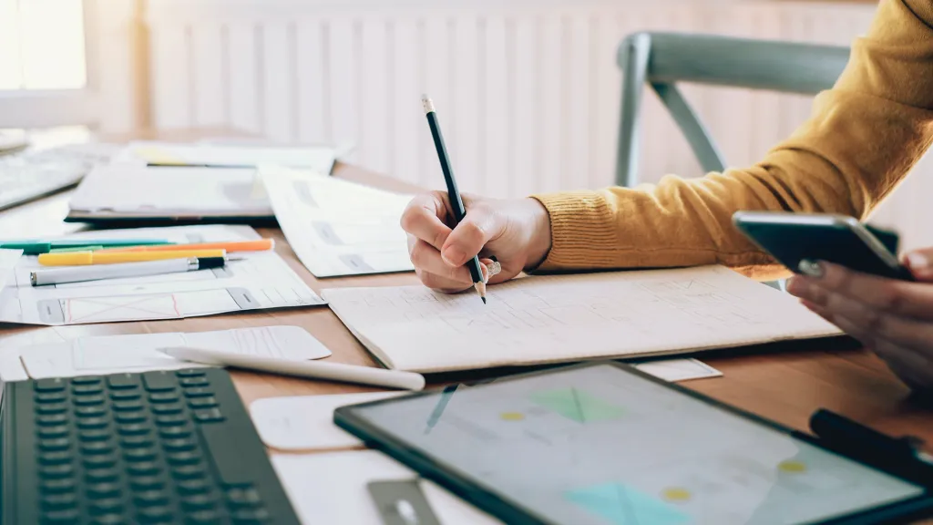woman working on finances
