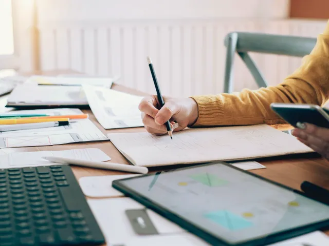woman working on finances