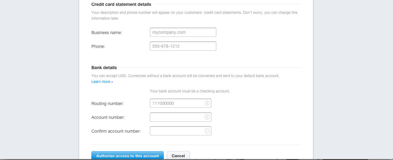Screenshot of the squarespace.com credit card details page