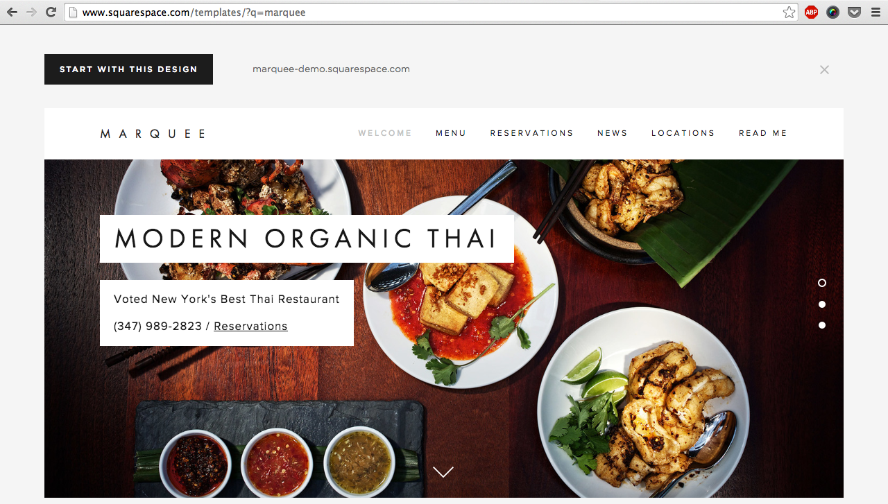 Screenshot of the squarespace.com templates page