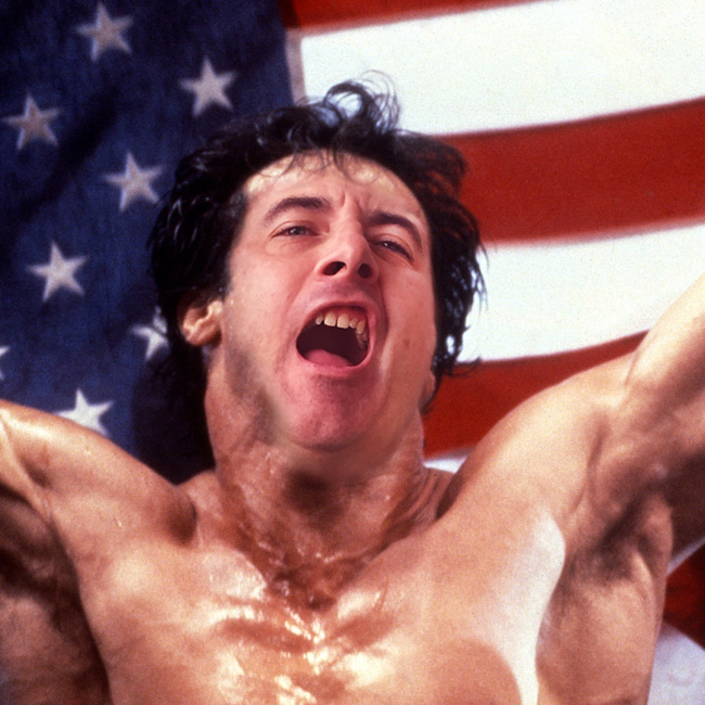 Dave as Rocky Balboa celebrating