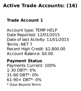 trade accounts on report