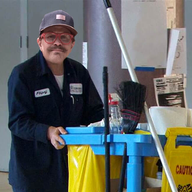 Matt as a janitor