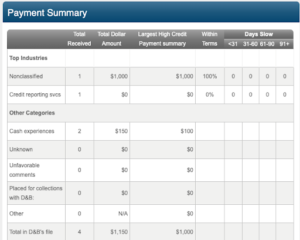 Sample payment history