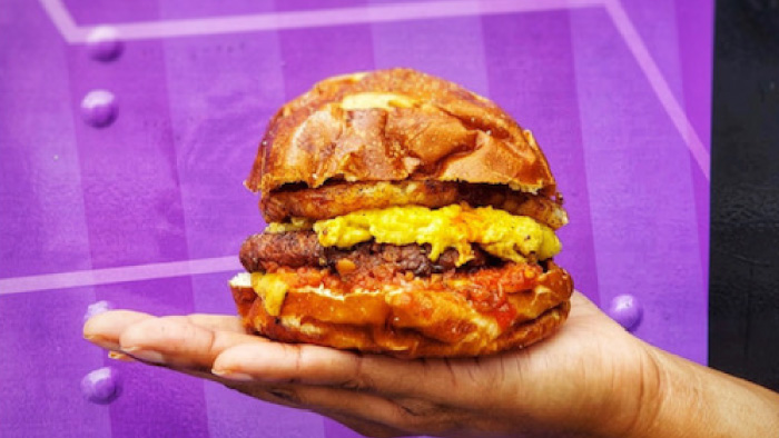 Closeup of a burger