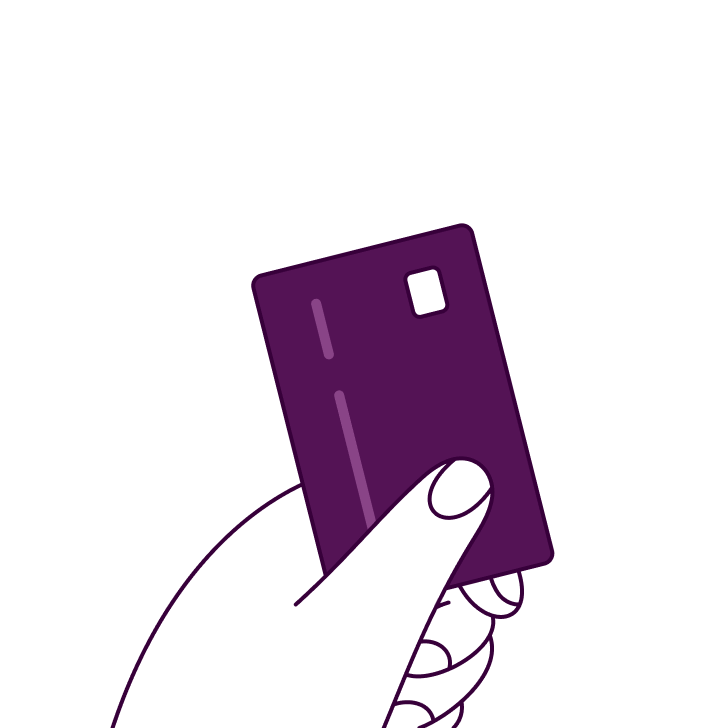 Hand holding credit card illustration