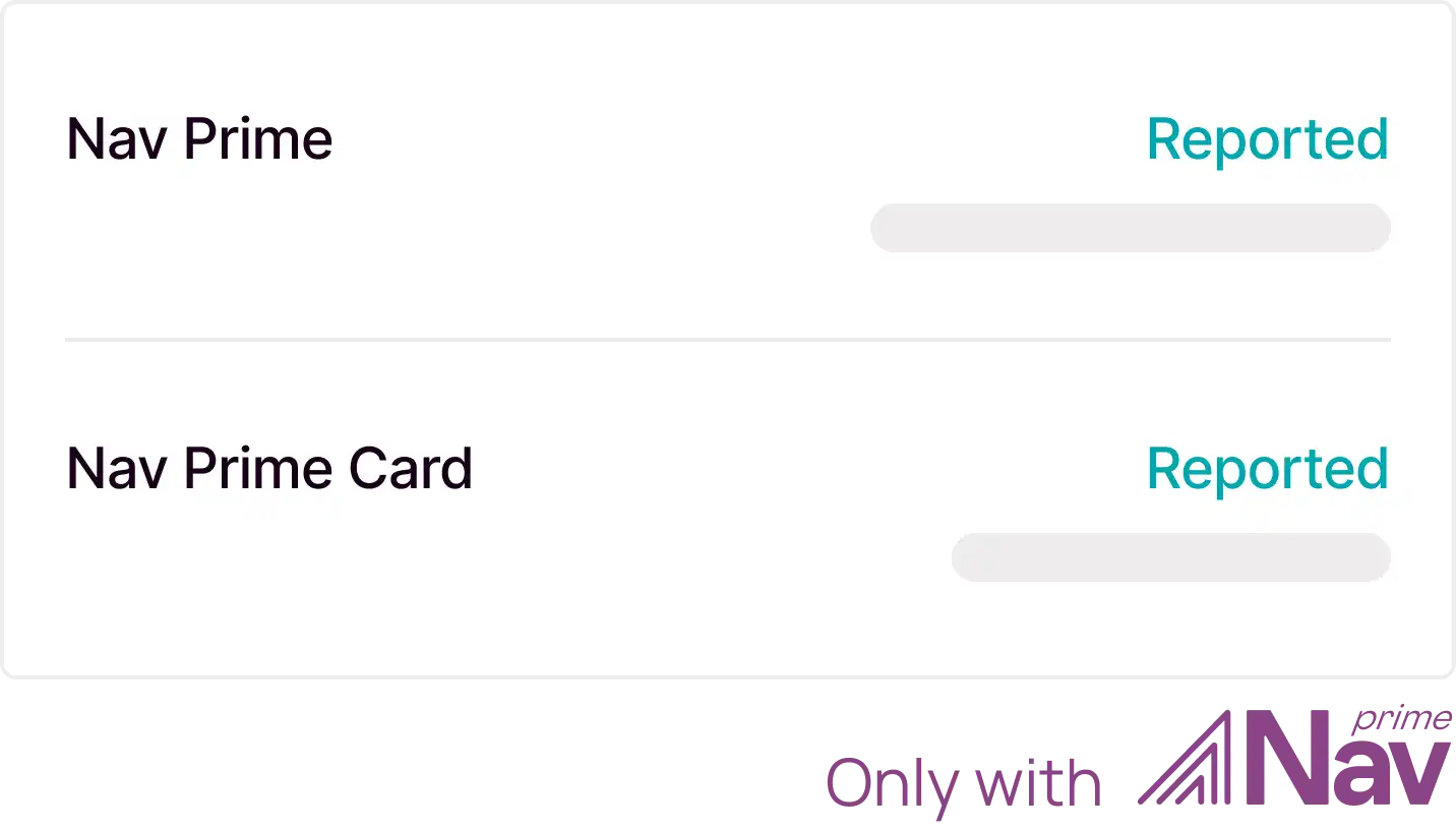 Example of Tradelines interface showing items reported